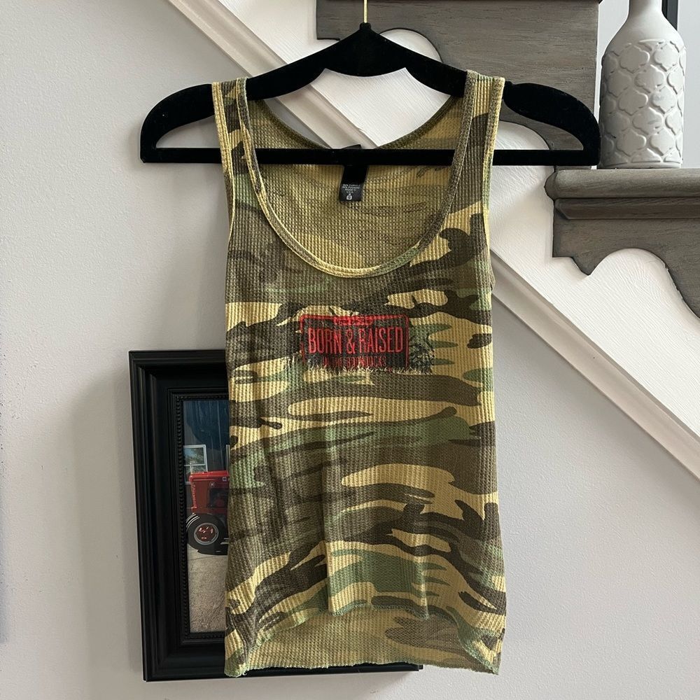 Little Big Town Born & Raised In the Boondocks Camo Muscle Shirt sz S
